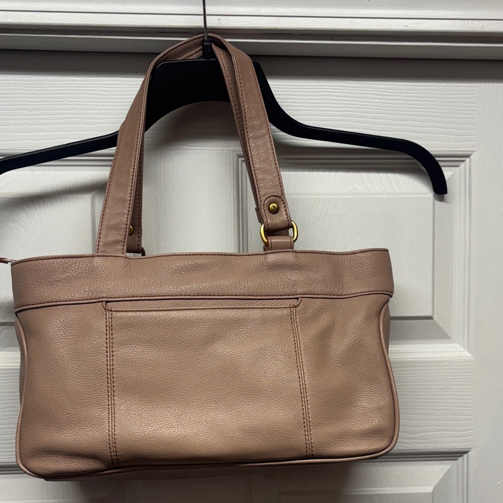 Hobo Autry Satchel Pebbled Leather Lotus Neutral color with a slight pink hue